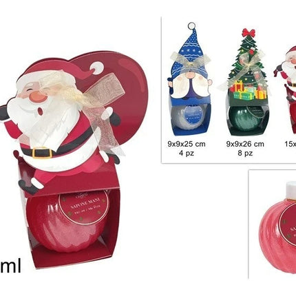 Sapone Liquido Mani Natale 330ml Sfera Natalizia Regalo Babbo Natale Gnomo Albero Due Esse