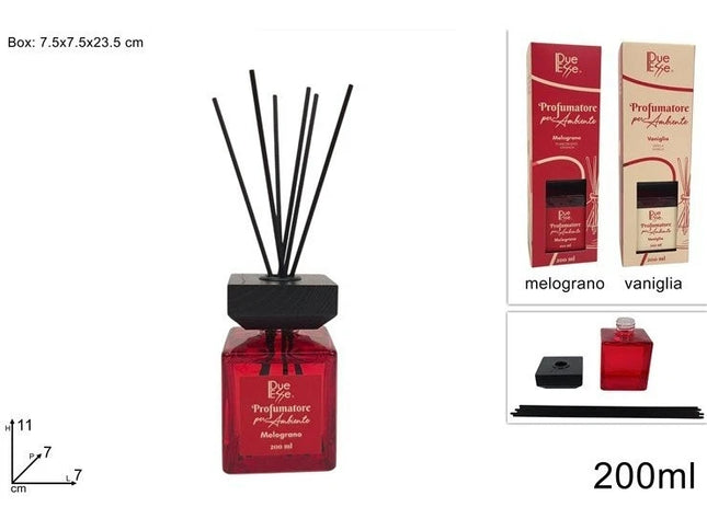 Diffusore Fragranze Bastoncini Due Esse Profumatore Natale Melograno Vaniglia 200 ml Due Esse