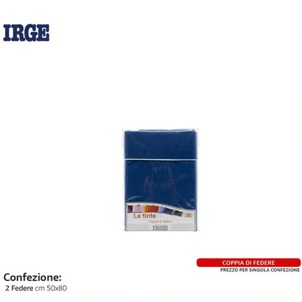 Coppia Federe Cuscino Letto 50x80cm IRGE Tinta Unita Cotone Poliestere Due Pezzi Irge