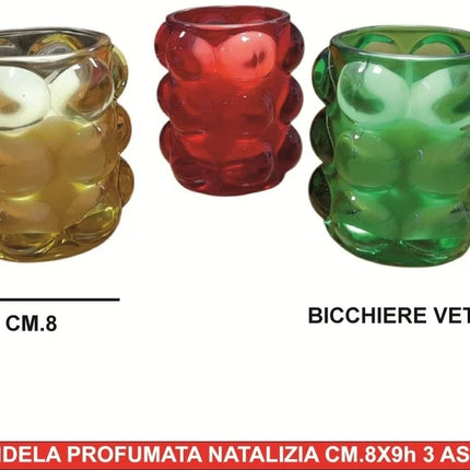Candela Profumata Natalizia in Bicchiere di Vetro – 8x9 cm General Trade