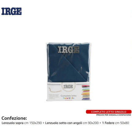 Completo Letto Singolo IRGE Marta Tinta Unita Lenzuolo Sotto Angoli Sopra Federa Irge