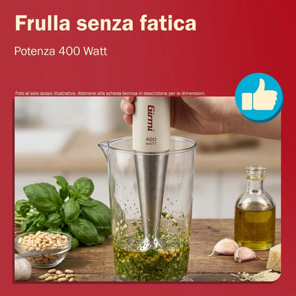 Frullatore a Immersione Girmi MX0300 Minipimer 400W Acciaio Inox Cucina 2 Veloci Girmi