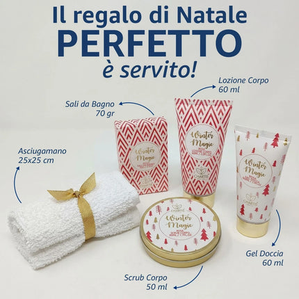 Set Regalo Bagno Natale Kit Benessere 5 Pz Rosso Oro Winter Magic Crema Chartist Due Esse