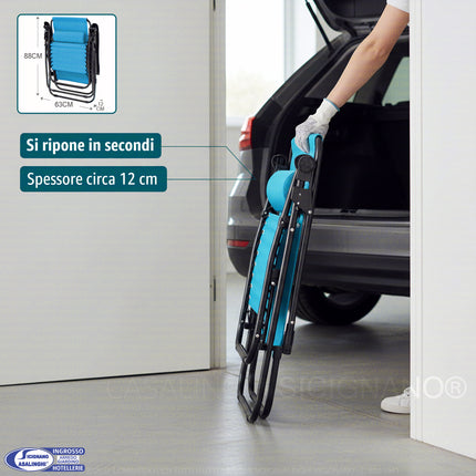 Sedia Sdraio Zero Gravity Pieghevole da Giardino in Acciaio e Textilene con Poggiatesta Casalinghi Sicignano