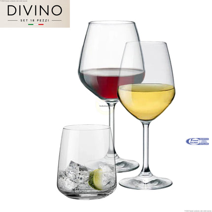 Bormioli Set Bicchieri e Calici Vino StarGlass 18 Pezzi – Variante Nexo Contemporanea o Divino Classica, Made in Italy Bormioli Luigi