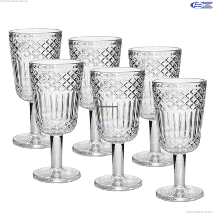 Calici Imperial in Vetro 30 cl – Set 6 Pezzi con Lavorazione Decorativa, Ideali per Vino, Aperitivi e Bevande Speciali General Trade