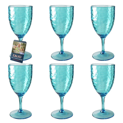 Calice Effetto Vetro Martellato in Acrilico Infrangibile (430ml) Azzurro Set 6 pz Arca