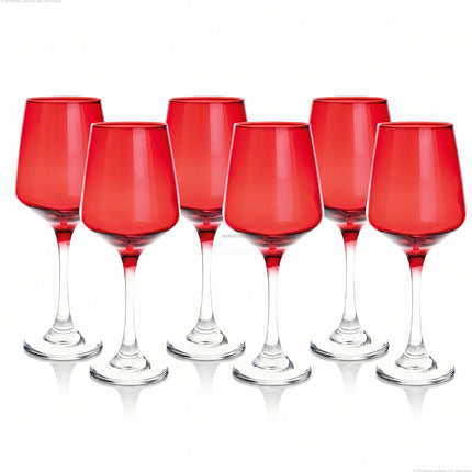 Set 6 Calici Rubino 43cl ARCA - Bicchieri in Vetro Temperato Rosso per Acqua e Cocktail Arca