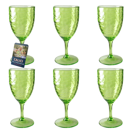 Calice Effetto Vetro Martellato in Acrilico Infrangibile (430ml) Verde lime Set 6 pz Arca