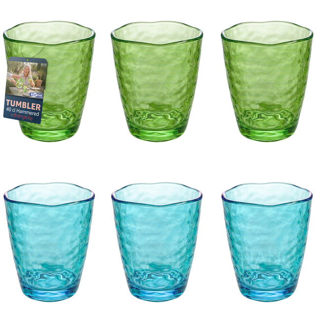 Bicchiere Tumbler Effetto Vetro Martellato in Acrilico Infrangibile (400ml) Arca