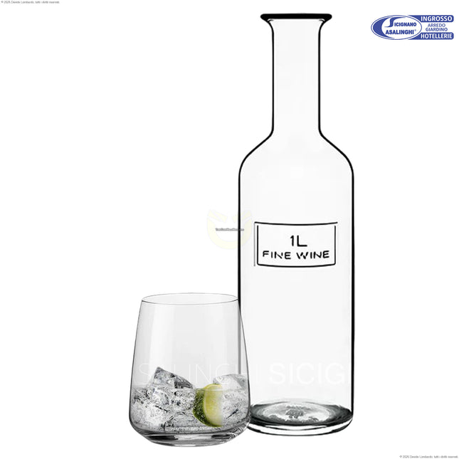 Bormioli Nexo Set 6 Bicchieri 36 cl + Bottiglia Optima 1 L – Servizio Acqua, Bibite e Vino / Vetro StarGlass XLT, Colori Trasparente Made in Italy Bormioli Luigi
