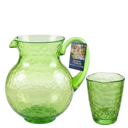 Set Total Look Verde: Caraffa e Bicchieri Tumbler in Acrilico Infrangibile Arca