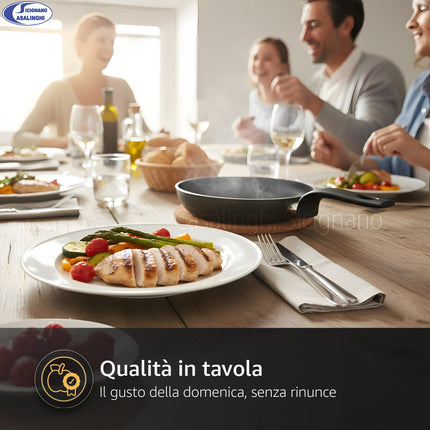 Cottura Pura Martina: Meno Olio, Zero Sforzo | Set 4 Padelle Antiaderenti (16-28cm) - Riduci Grassi - Made in Italy Accademia Mugnano