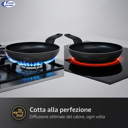 Cottura Pura Martina: Meno Olio, Zero Sforzo | Set 4 Padelle Antiaderenti (16-28cm) - Riduci Grassi - Made in Italy Accademia Mugnano