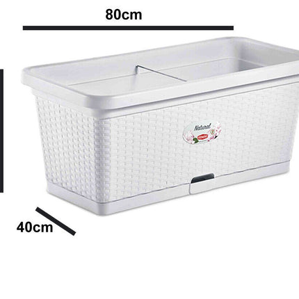 Stefanplast Fioriera Natural Con Ruote – Design Rattan, 66 Litri, Irrigazione Progressiva E Barra Rinforzante