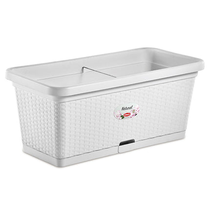Stefanplast Fioriera Natural Con Ruote – Design Rattan, 66 Litri, Irrigazione Progressiva E Barra Rinforzante