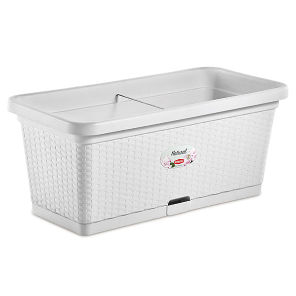 Stefanplast Fioriera Natural Con Ruote – Design Rattan, 66 Litri, Irrigazione Progressiva E Barra Rinforzante