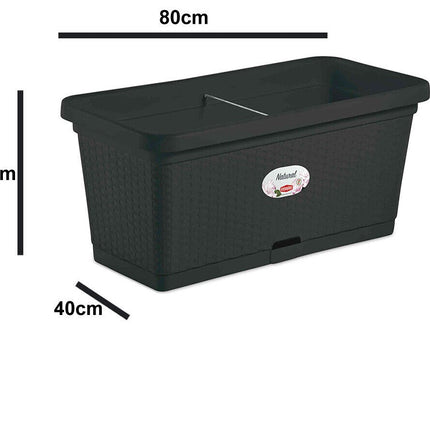 Stefanplast Fioriera Natural Con Ruote – Design Rattan, 66 Litri, Irrigazione Progressiva E Barra Rinforzante Stefanplast