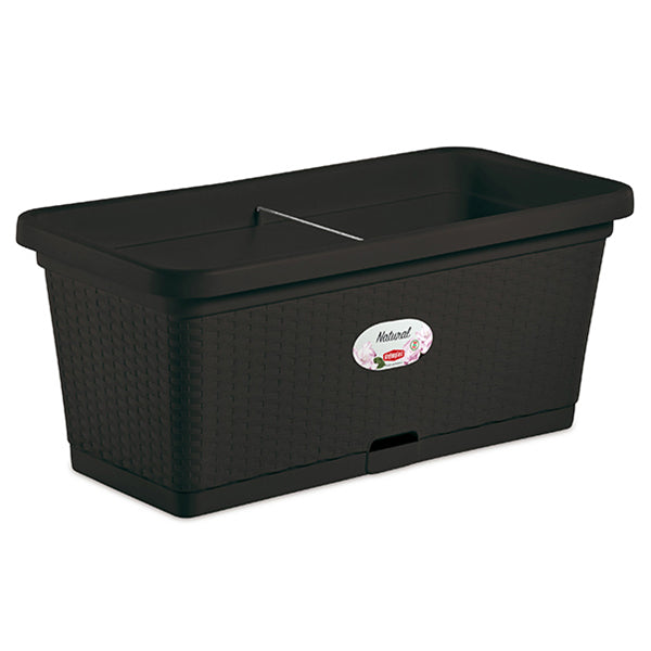 Stefanplast Fioriera Natural Con Ruote – Design Rattan, 66 Litri, Irrigazione Progressiva E Barra Rinforzante Stefanplast