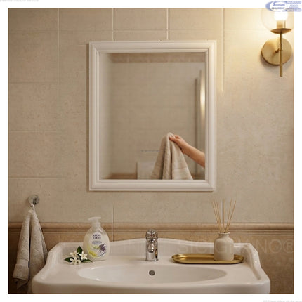 Feridras Specchio da Bagno 50 x 60 cm con Cornice in ABS Bianco – per Casa e Bagno Feridras