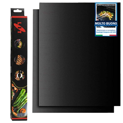 Tappetino di cottura antiaderente set 2 pezzi 30x40 cm per barbecue, griglia e forno | Riutilizzabile, senza PFOA