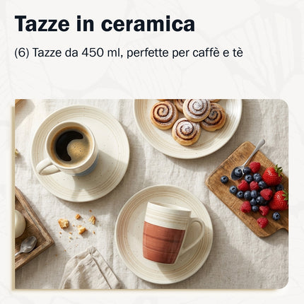 Set 6 Tazze Mug Ceramica Maitre Chef - Colori Assortiti Rustic Modern Barbier