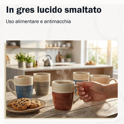 Set 6 Tazze Mug Ceramica Maitre Chef - Colori Assortiti Rustic Modern Barbier