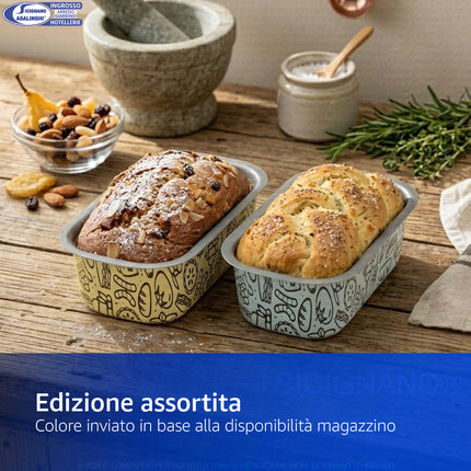 Forma Plumcake Alluminio Antiaderente, Airfry, Colori Assortiti, Made in Italy, Compatibile con Friggitrice ad Aria e Forno Accademia Mugnano