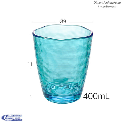 Bicchiere Tumbler Effetto Vetro Martellato in Acrilico Infrangibile (400ml) Arca