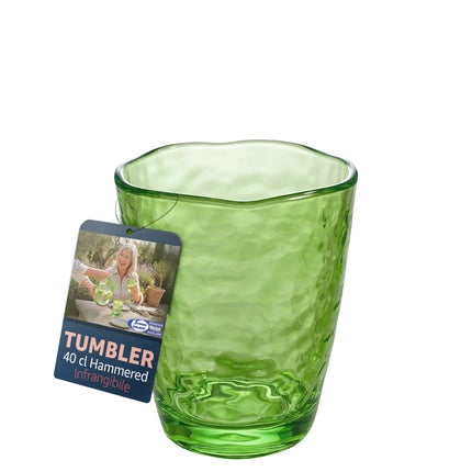 Bicchiere Tumbler Effetto Vetro Martellato in Acrilico Infrangibile (400ml) Verde lime 1 pz Arca