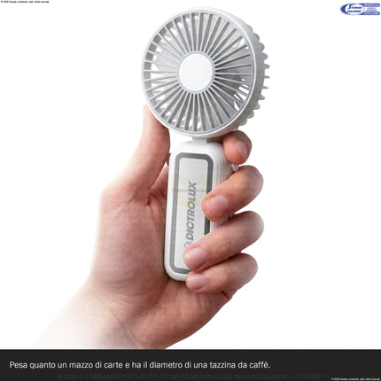 Ventilatore Portatile Dictrolux AiroSlim™ 2-in-1 – Mini Ventilatore Tascabile USB-C, 3 Velocità, Silenzioso, 85 g – Ideale per Viaggi, Estate, Concerti e Pendolarismo (Bianco) General Trade