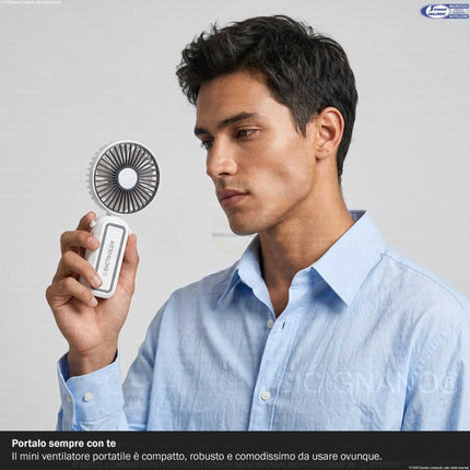 Ventilatore Portatile Dictrolux AiroSlim™ 2-in-1 – Mini Ventilatore Tascabile USB-C, 3 Velocità, Silenzioso, 85 g – Ideale per Viaggi, Estate, Concerti e Pendolarismo (Bianco) General Trade