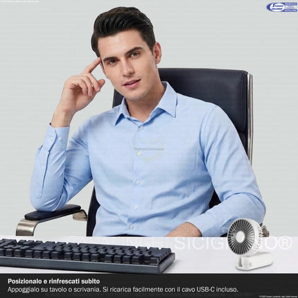 Ventilatore Portatile Dictrolux AiroSlim™ 2-in-1 – Mini Ventilatore Tascabile USB-C, 3 Velocità, Silenzioso, 85 g – Ideale per Viaggi, Estate, Concerti e Pendolarismo (Bianco) General Trade