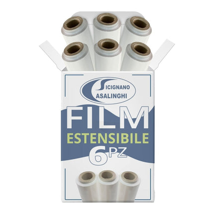 Casalinghi Sicignano Film Estensibile Manuale Bianco per Imballaggi 1-3-6 Bobine 2,6kg 50cm Anima Ø4,7cm 6 Rotoli Casalinghi Sicignano
