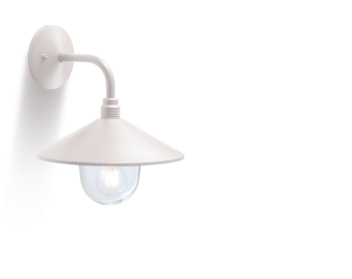 Sovil Applique da Esterno SPECTRE® Media E27, Struttura in Alluminio Pressofuso, Diffusore in Vetro Trasparente, 286x330 mm Bianco Sovil