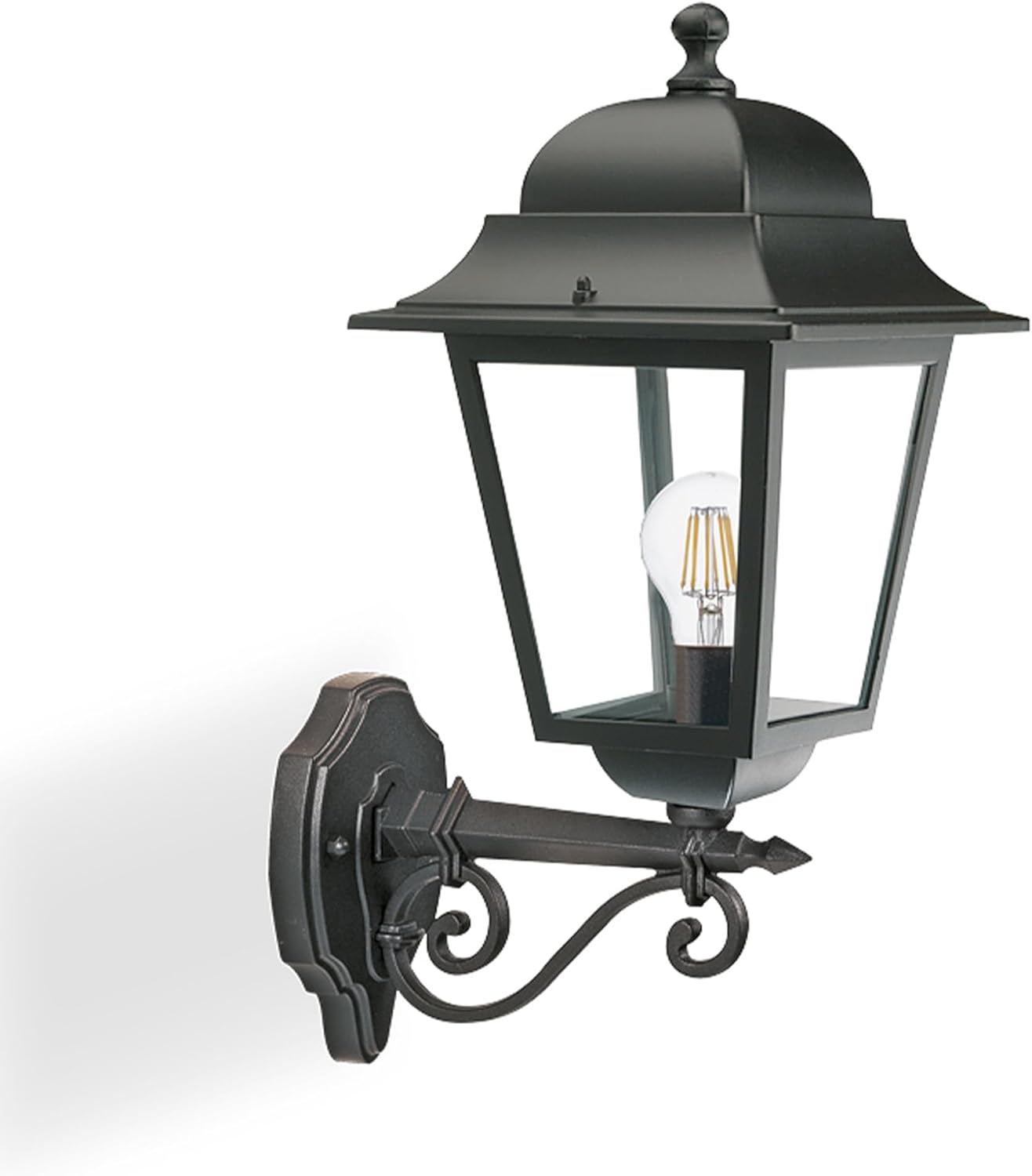 Applique da Esterno Grande, Nero, Alluminio Pressofuso, Vetro Trasparente, Stile Classico, 460x300 mm, Attacco E27 6 Sovil