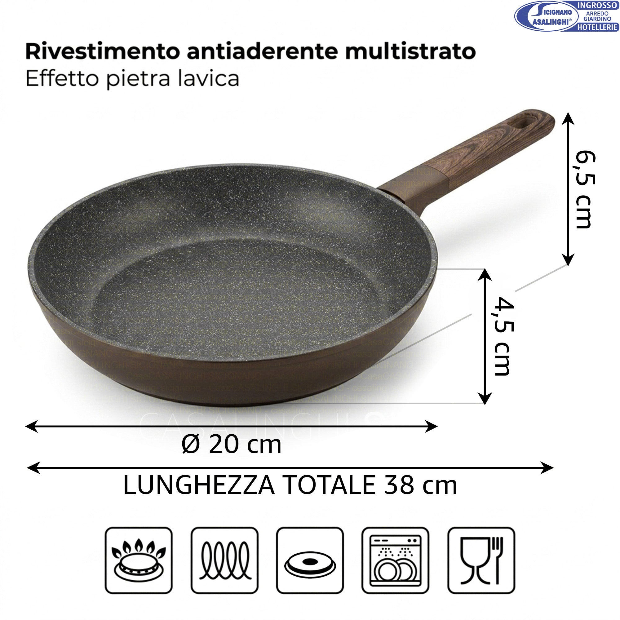 Sophia Padella Antiaderente in Alluminio, Induzione, Bronzo Satinato Ø 20 cm Arca