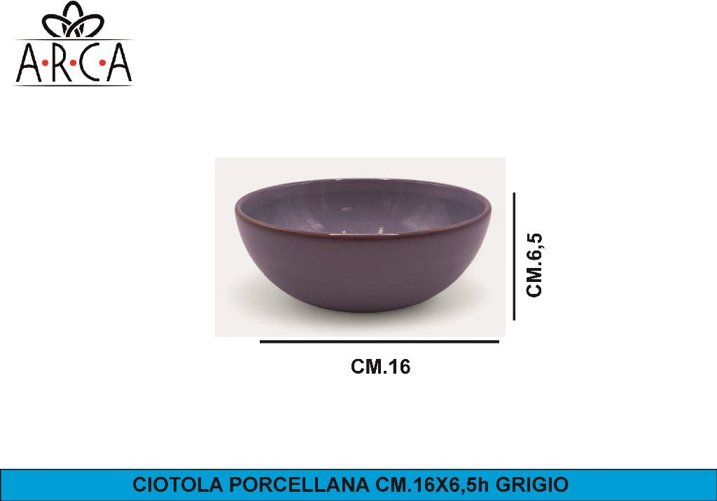 CIOTOLA PORCELLANA CM.16X6,5h GRIGIO Arca
