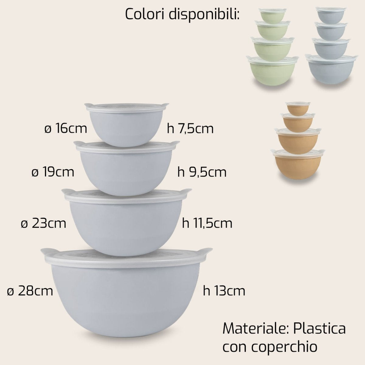 Set 4 Ciotole in Plastica con Coperchio – Pratiche, Impilabili e Sempre Pronte! Arca