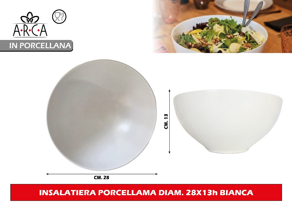 Arca INSALATIERA PORCELLANA DIAM. CM.28X13h BIANCA Arca