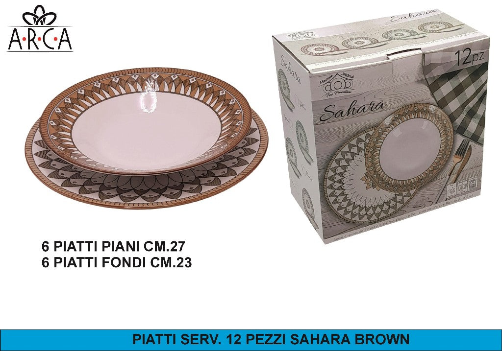 Arca PIATTI SERV. 12 PZ. SAHARA BROWN Arca