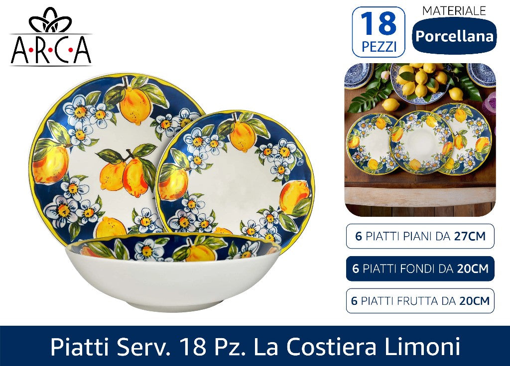 Servizio Piatti Porcellana 6 Persone Cene Eleganti Salvaspazio Design Limoni Costiera Arca