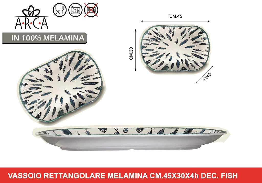 Arca VASSOIO MELAMINA CM.45X30X4h DEC. FISH Arca