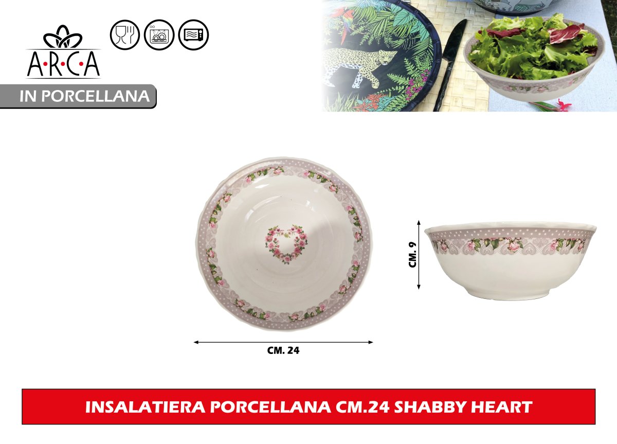 Arca Insalatiera Porcellana Cm.24 Shabby Heart Arca
