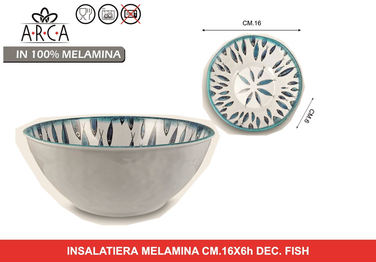 Arca Insalatiera Melamina Cm.16X6H Dec.Fish Arca