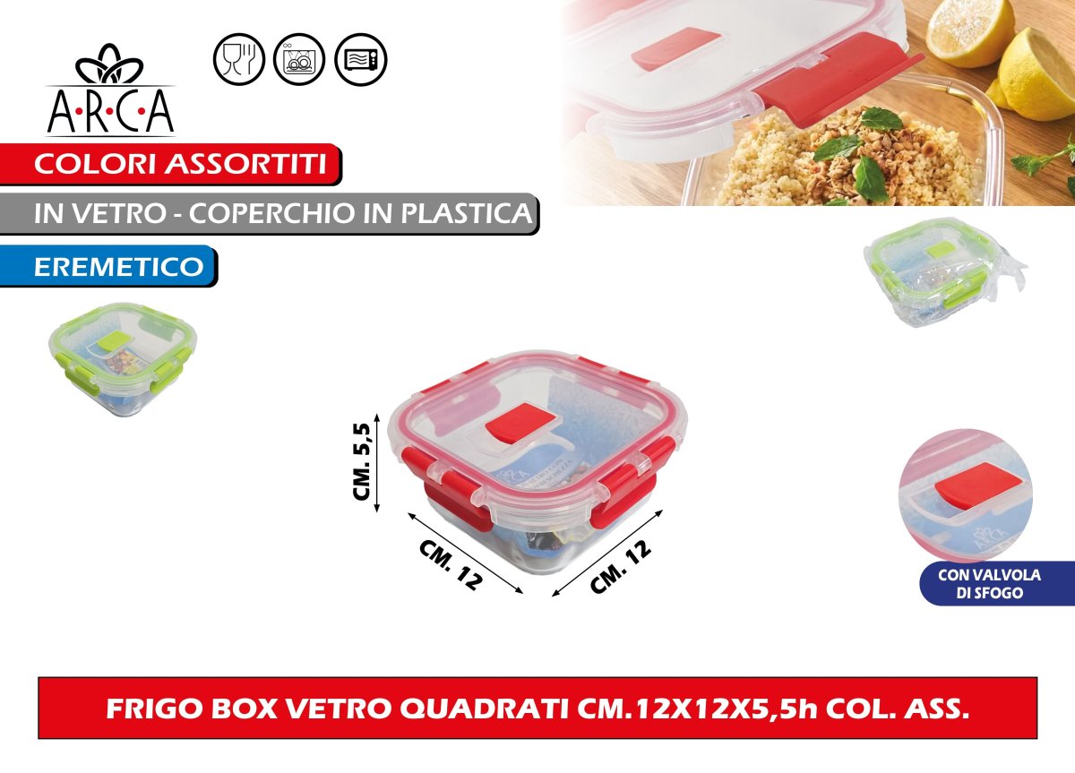 Arca Frigo Box Vetro Quadrati Cm.12X12X5,5H Col. Ass. Arca