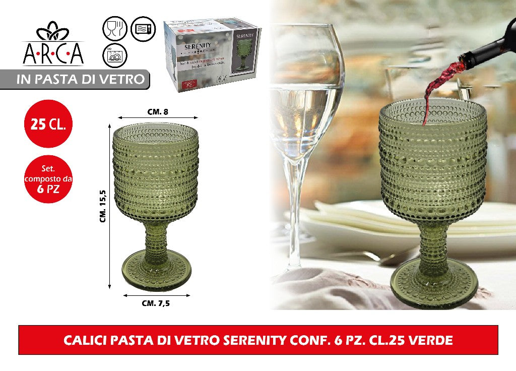 Arca CALICI PASTA DI VETRO SERENITY CONF. 6 PZ. CL.25 VERDE Arca