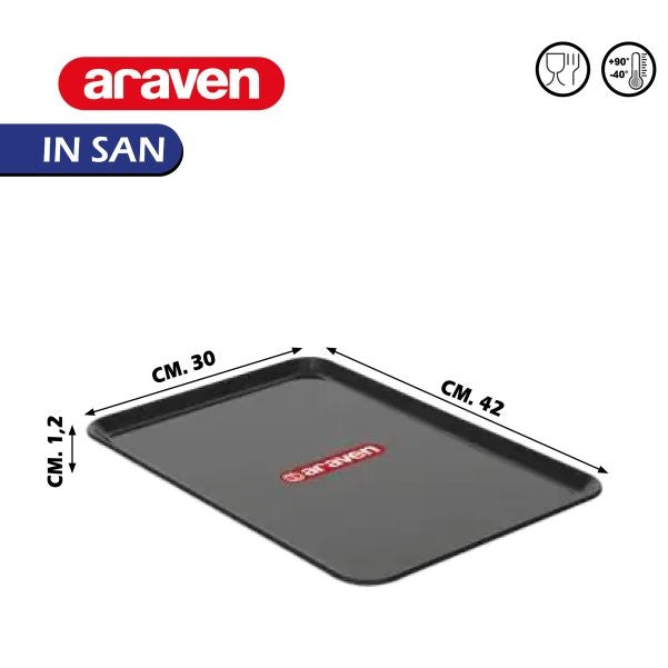 Araven Vassoio in Plastica Alimentare per Esposizione, Conservazione, Buffet e Catering 42x30x1,2h Araven
