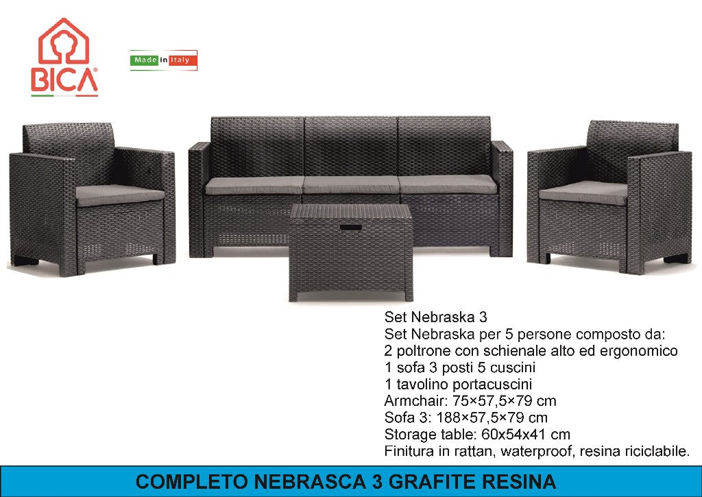COMPLETO NEBRASCA 3 GRAFITE RESINA Bica