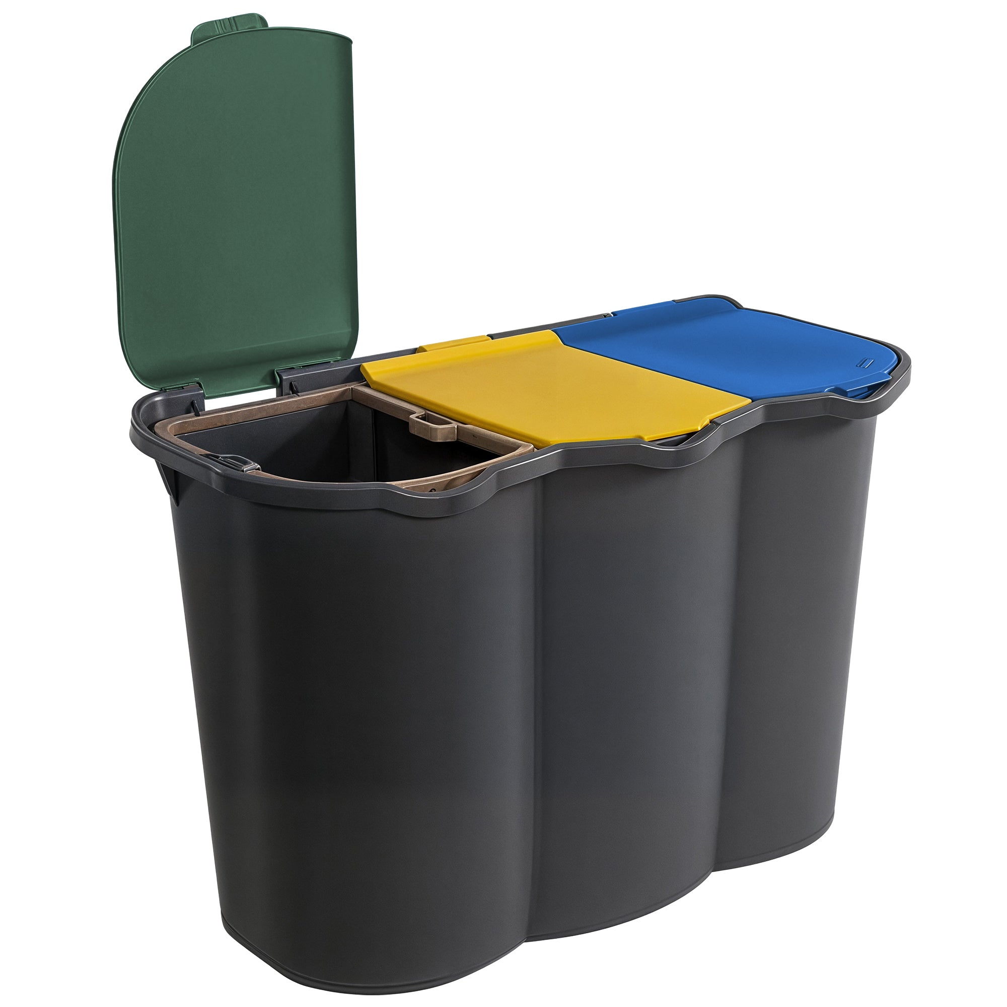Belli & Forti Pattumiera Differenziata 3 Scomparti Unica – 80L – Raccolta Rifiuti Con Etichette E Separatori Belli & Forti